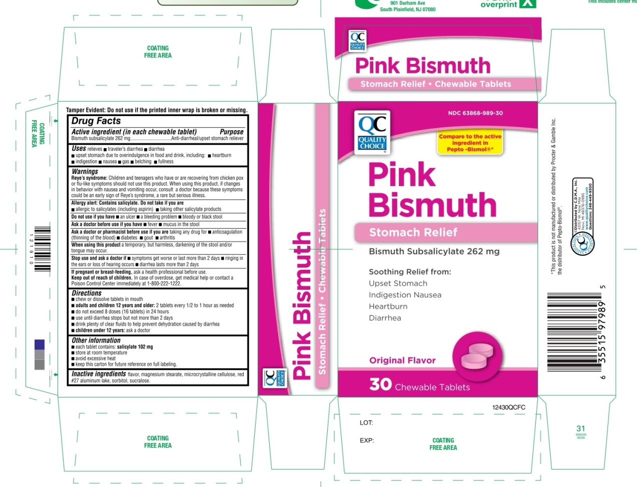 Qc Pink Bismuth Subsalicylate 262mg 30 Chewable Tablets