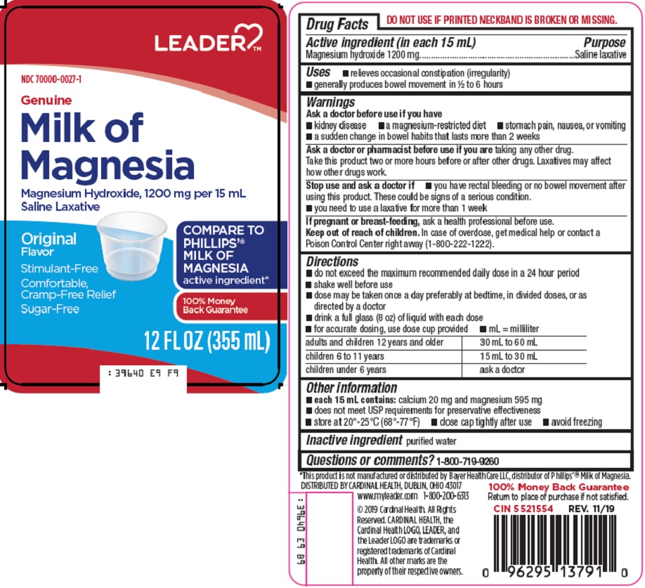 Cardinal Health Milk of Magnesia Drug Facts
