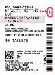 PHENDIMETRAZINE TARTRATE TABLETS, USP 35 mg, CIII Rx Only