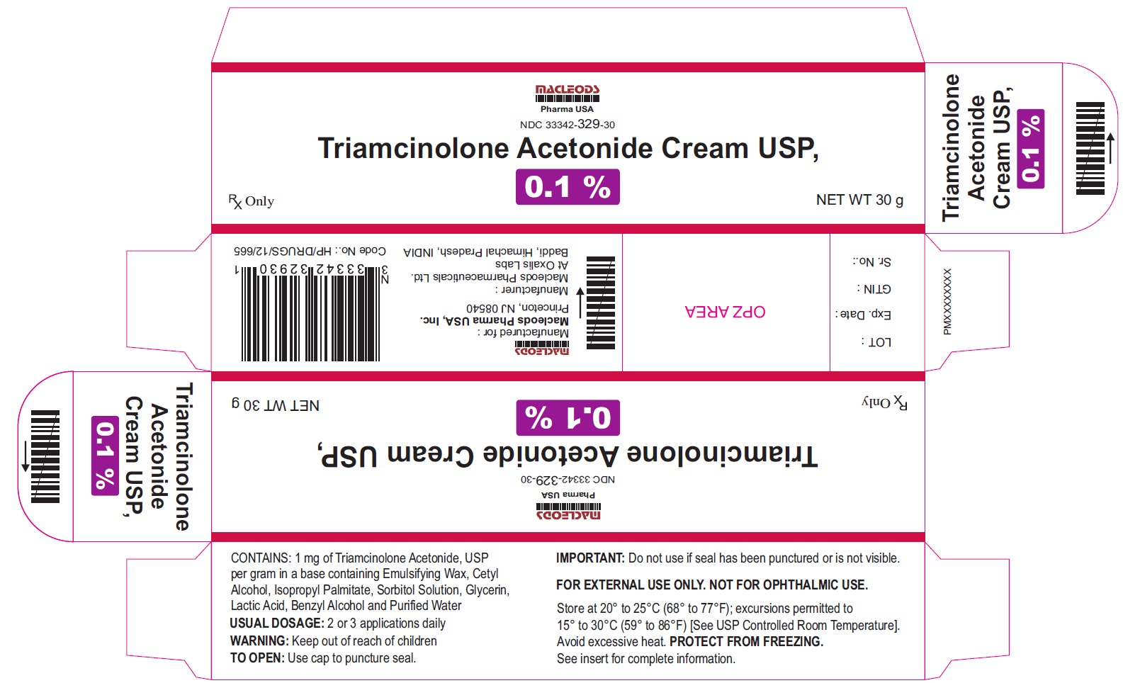Triamcinolone acetonide cream usp 0 025 0 1 0 5 rx only