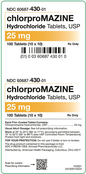 25 mg Chlorpromazine Hydrochloride Tablets Carton, 100 UD