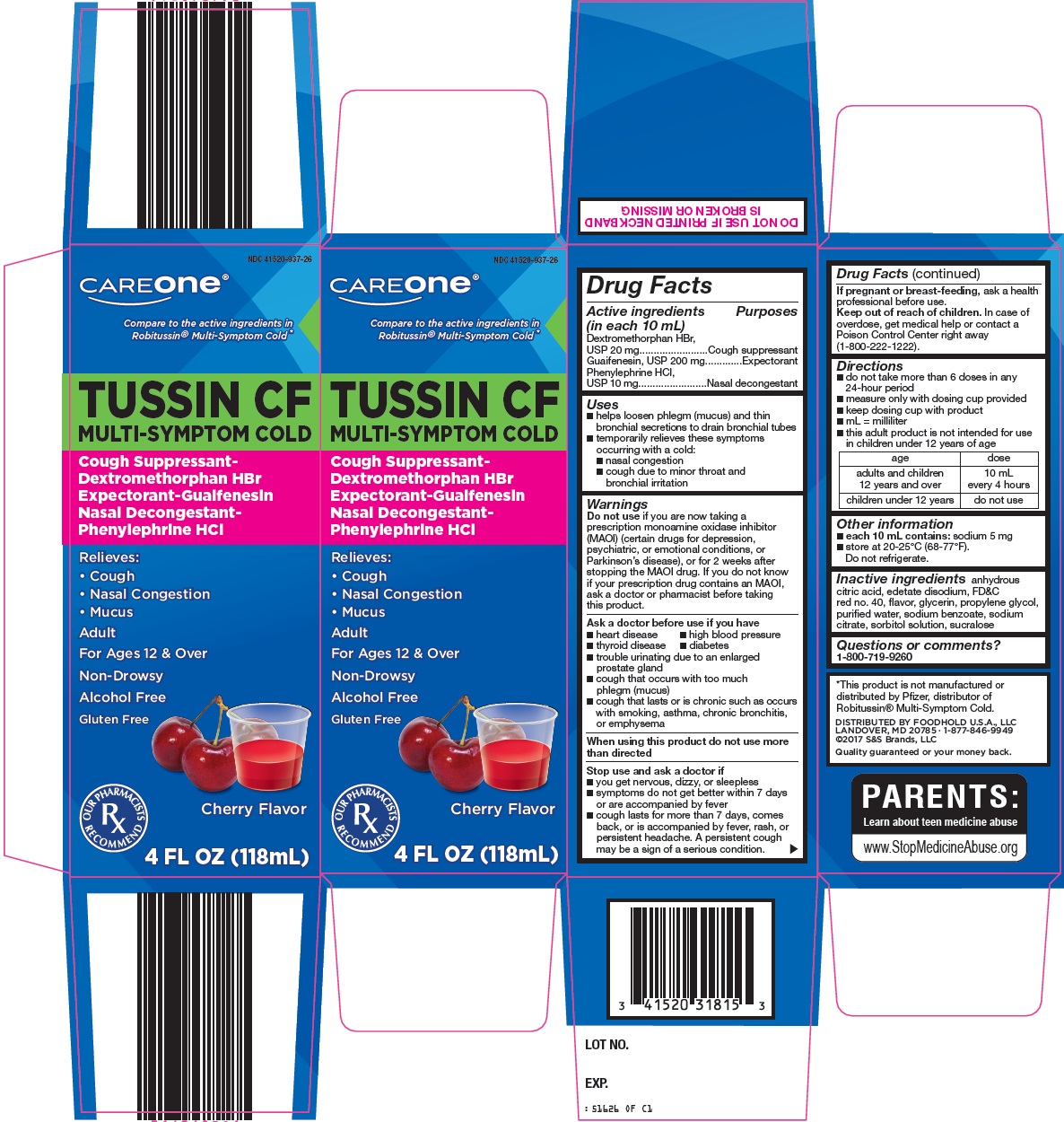 American Sales Company Tussin CF Multi-Symptom Cold Drug Facts