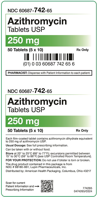 250mg Azithromycin Tablets USP Carton - 50UD