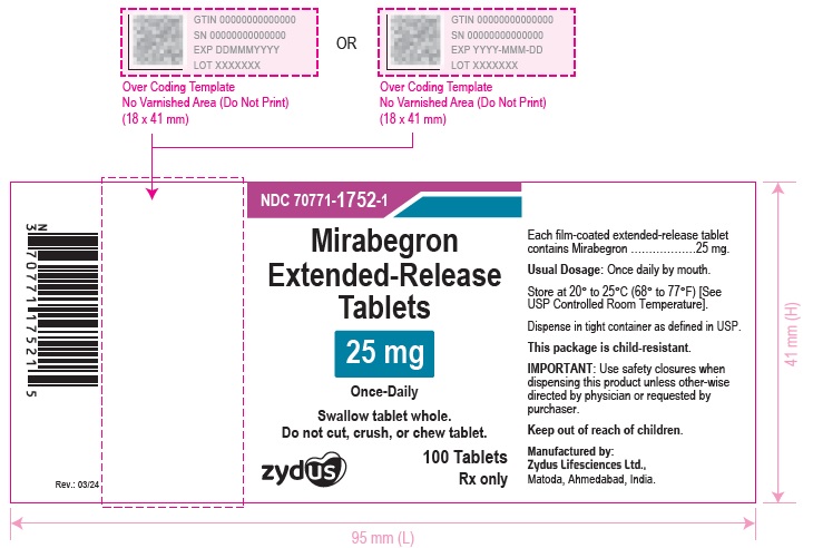 Mirabegron extended-release tablets, 25mg