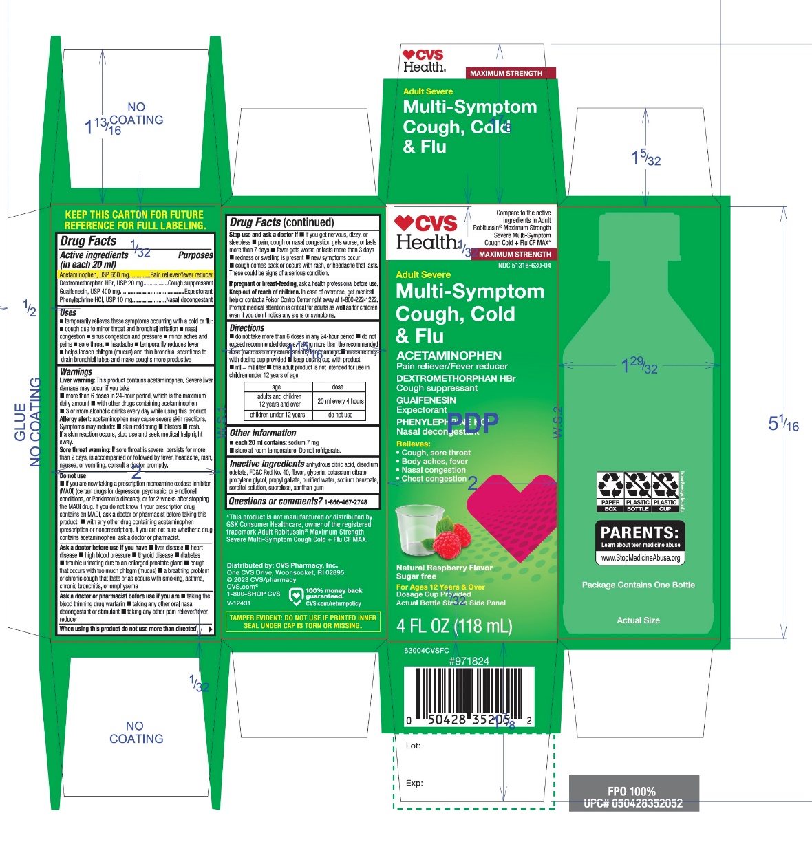 CVS Adult SEVERE Multi Symptom Cough Cold + Flu 118 ml