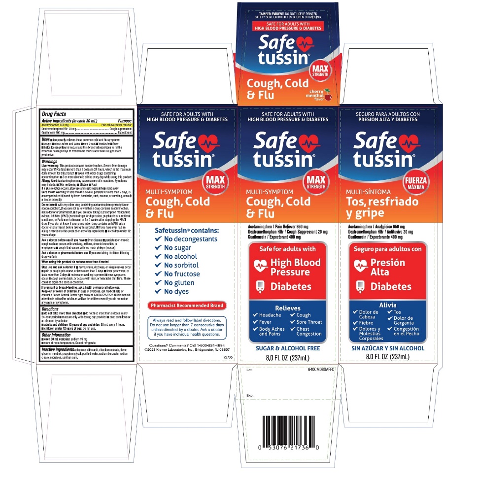 Safetussin High Blood Pressure Multi symtoms relief 8 FL OZ (237 ml)