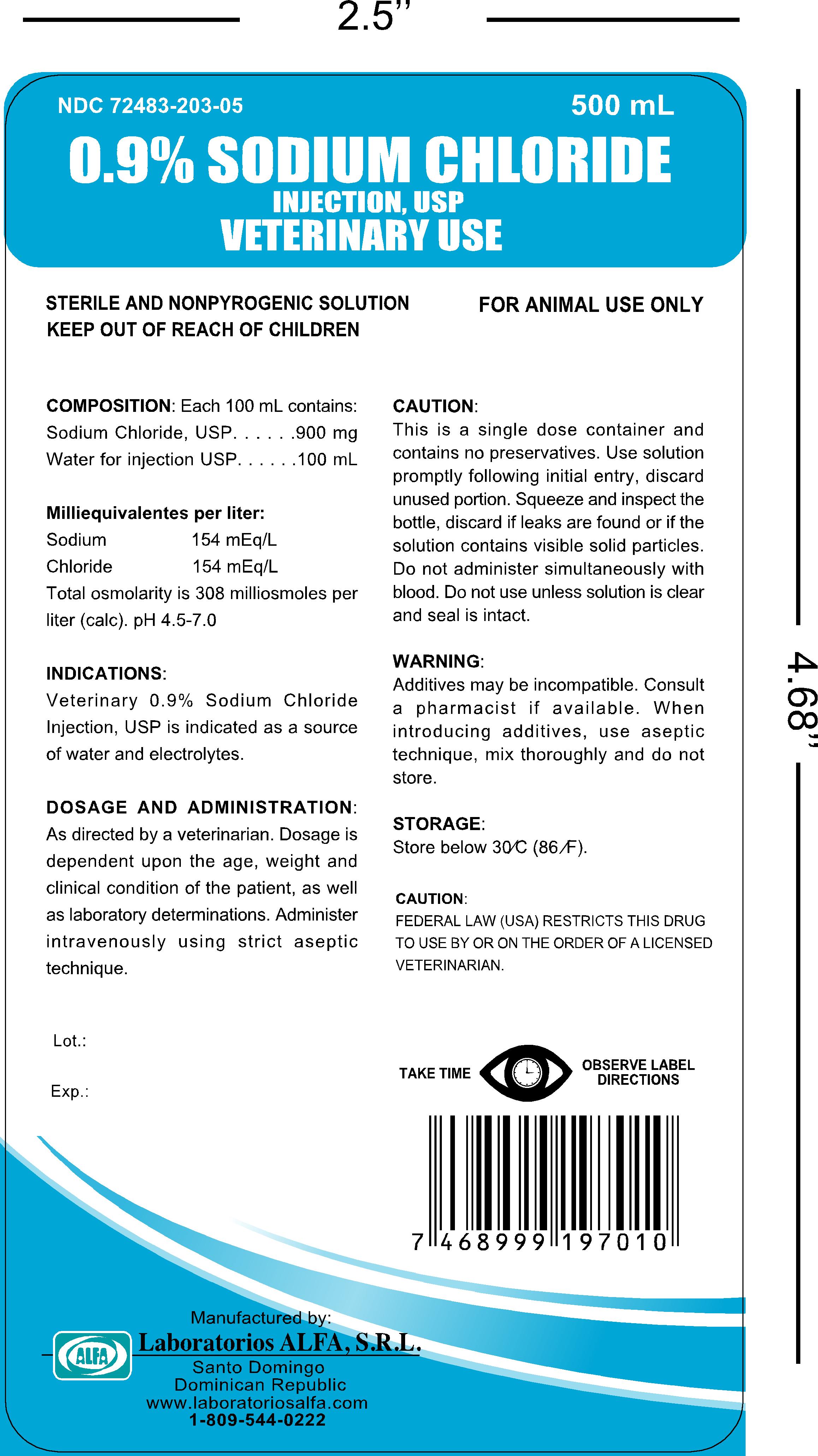 Veterinary 0.9% Sodium Chloride Injection (500mL)